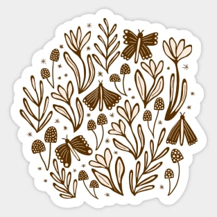 Enchanted woodland in brown Sticker